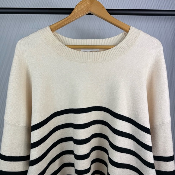 For The Republic Cream and Black Striped Crew Neck Sweater Size XXL - Picture 2 of 12
